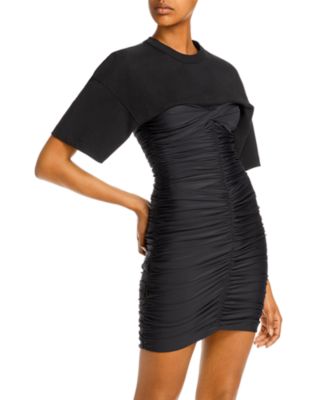 Short-Sleeve Ruched Bodycon Mini Dress ...
